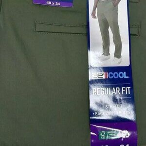 32 Degrees Cool Men's Regular Fit Stretch Chino Pants Zip Pocket: 40x30 - Green